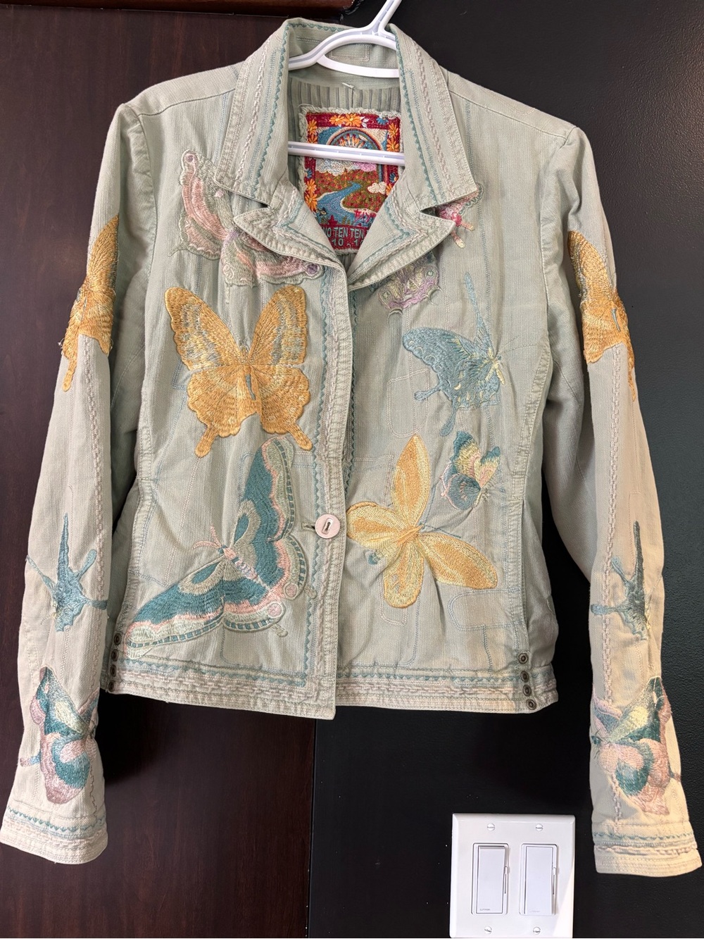 Johnny Was Biya Embroidered Butterfly Jacket Blazer